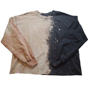 Gypsy JoLee Split Bleach Acid Wash Crew Distressed Oversized Sweatshirt Size M